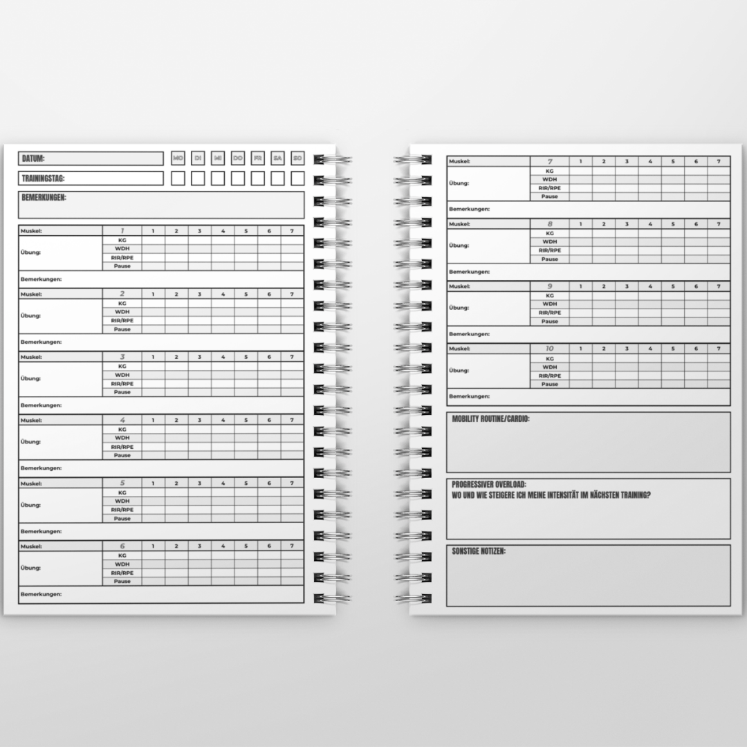 hybridlog Workout Logbuch – Detailansicht Logseiten