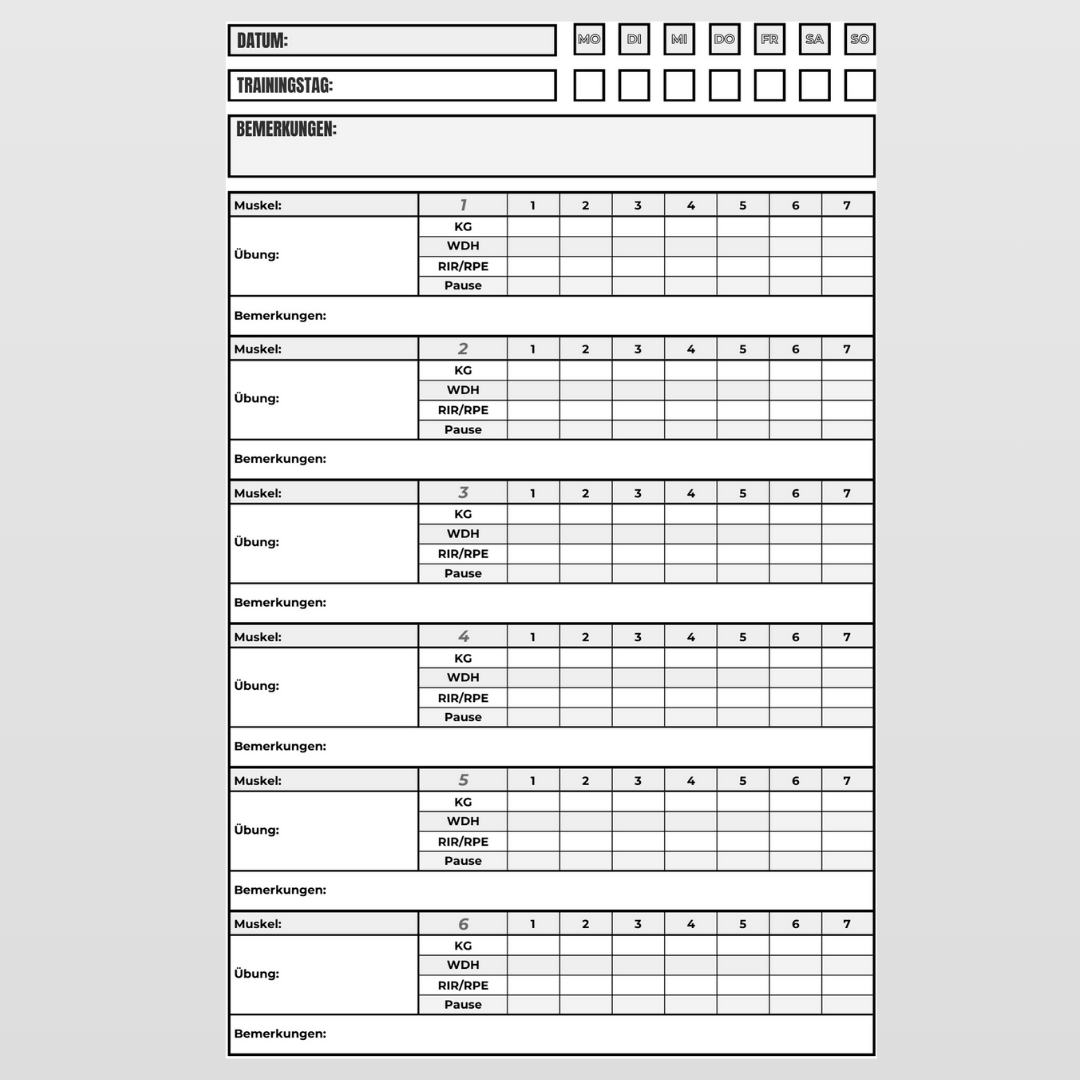 hybridlog Workout Logbuch – Messung und Körpergewicht Tracking